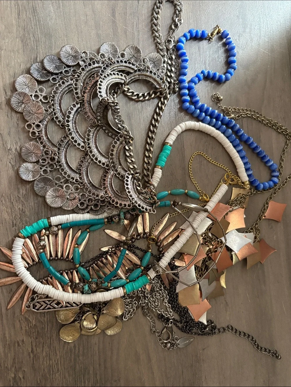Turquoise & White Beaded Statement Necklace - Unbranded Women Jewelry